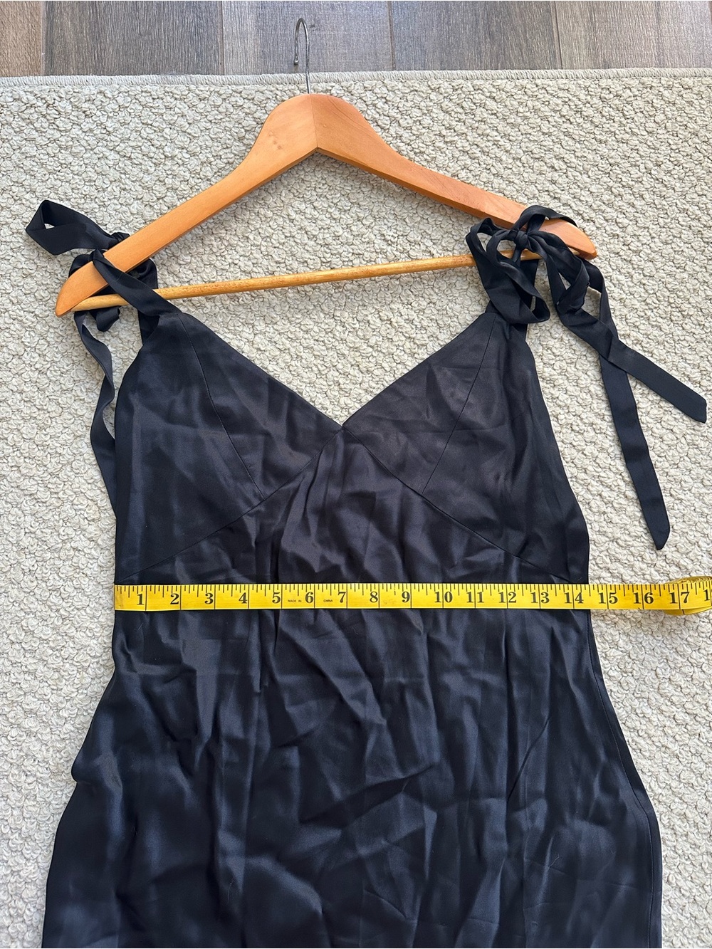 Black Silk Tie-Shoulder Slip Dress - Picture 4 of 6